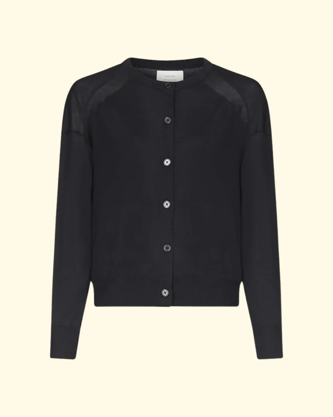 Kita Fine Crewneck Cardigan | Black