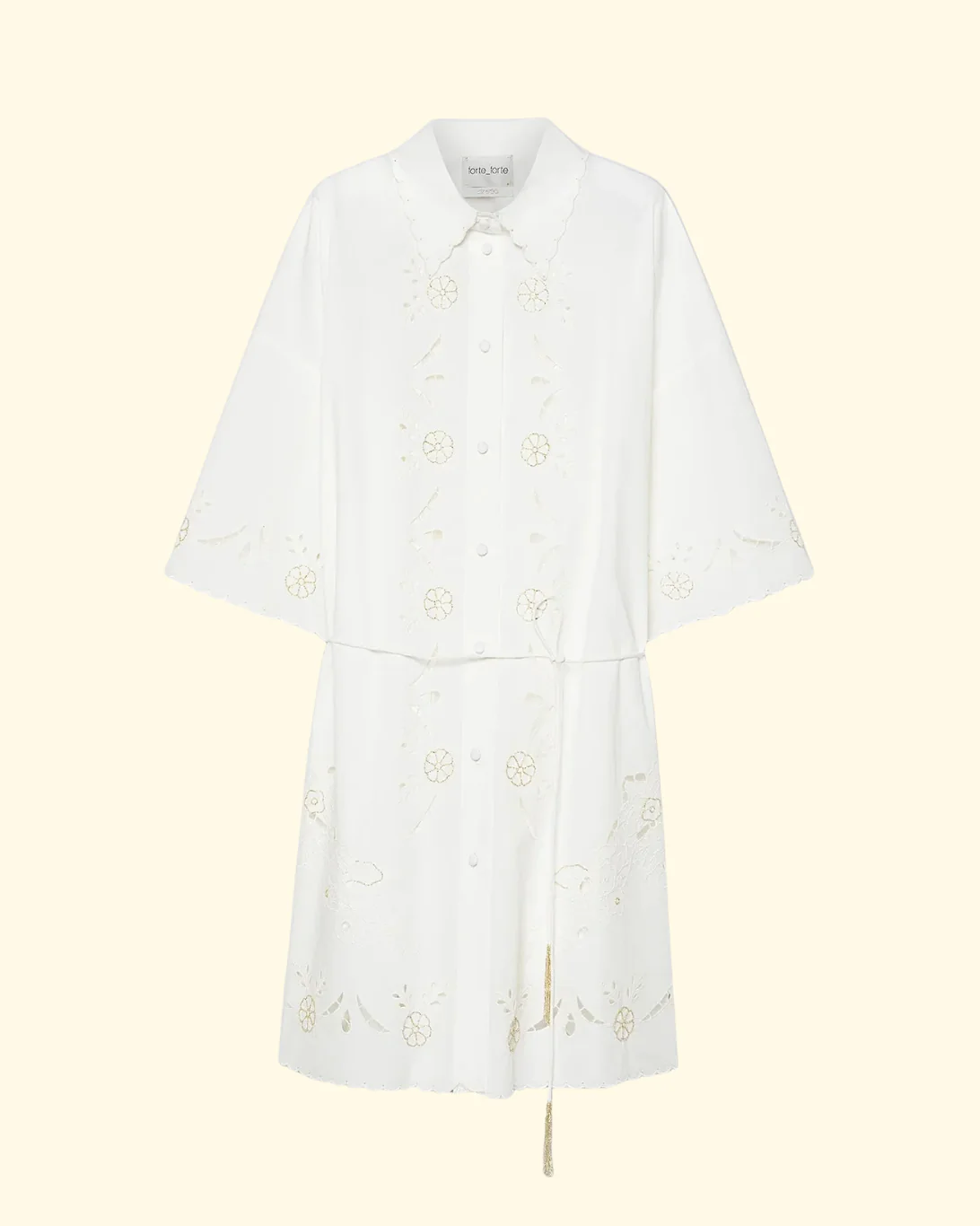 "Lace and Glass" Oversized Belted Shirt | Crystal