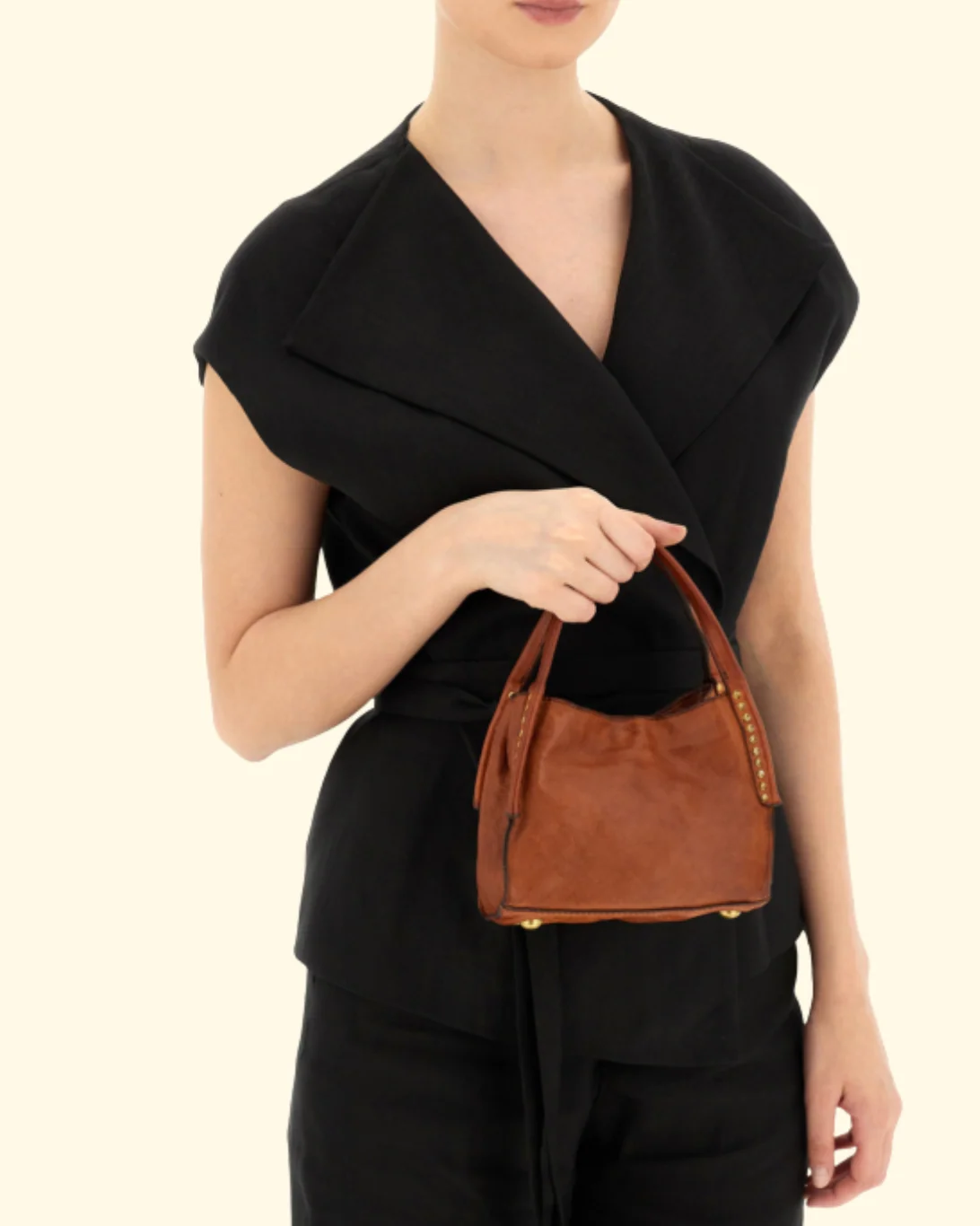 Lara Studded Shopping Bag | Cognac - Image 3