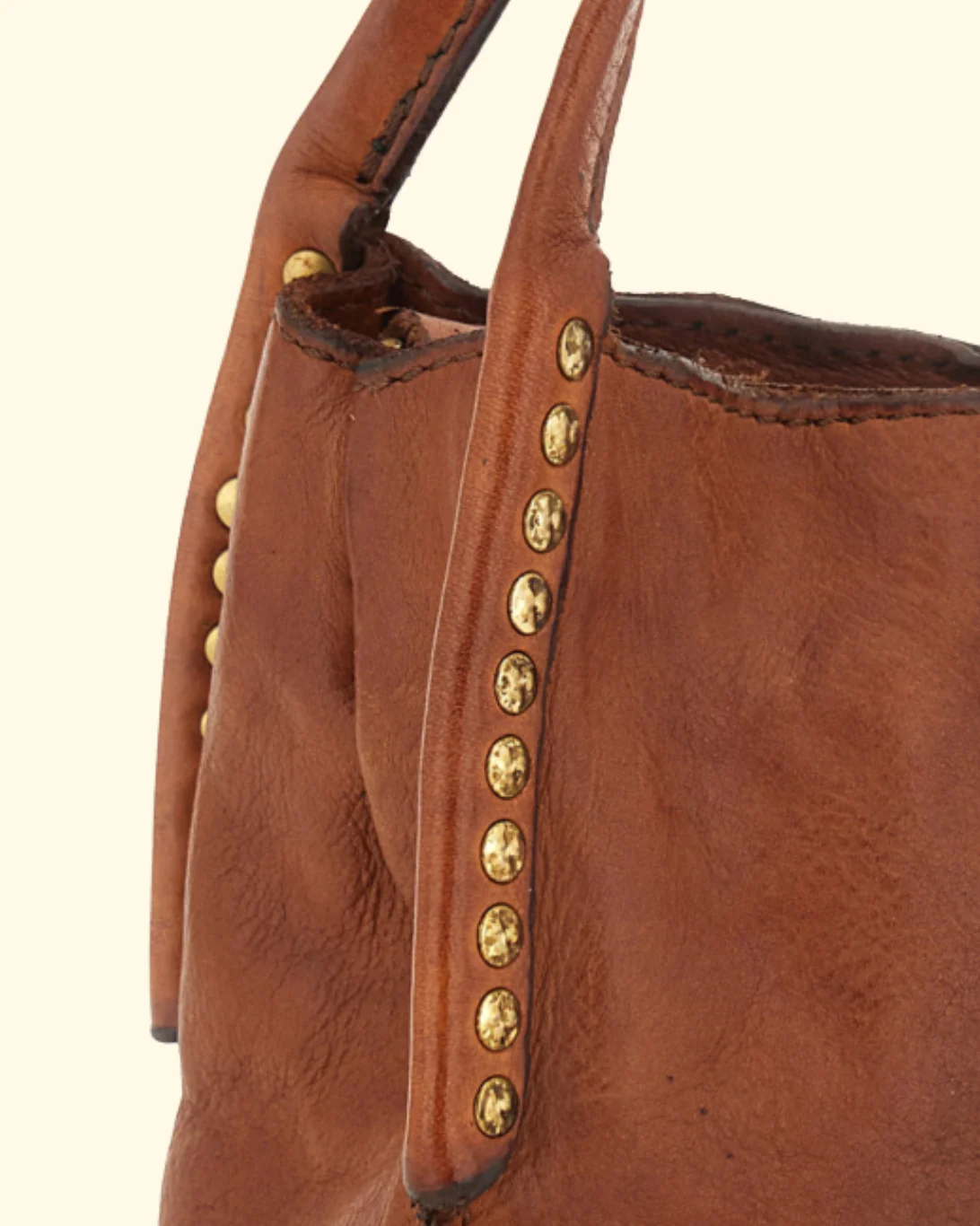 Lara Studded Shopping Bag | Cognac - Image 6