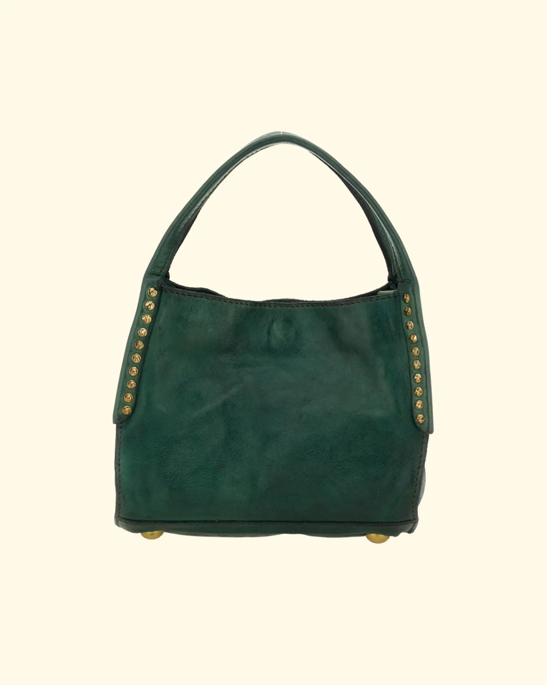 Lara Studded Shopping Bag | Green Bottle