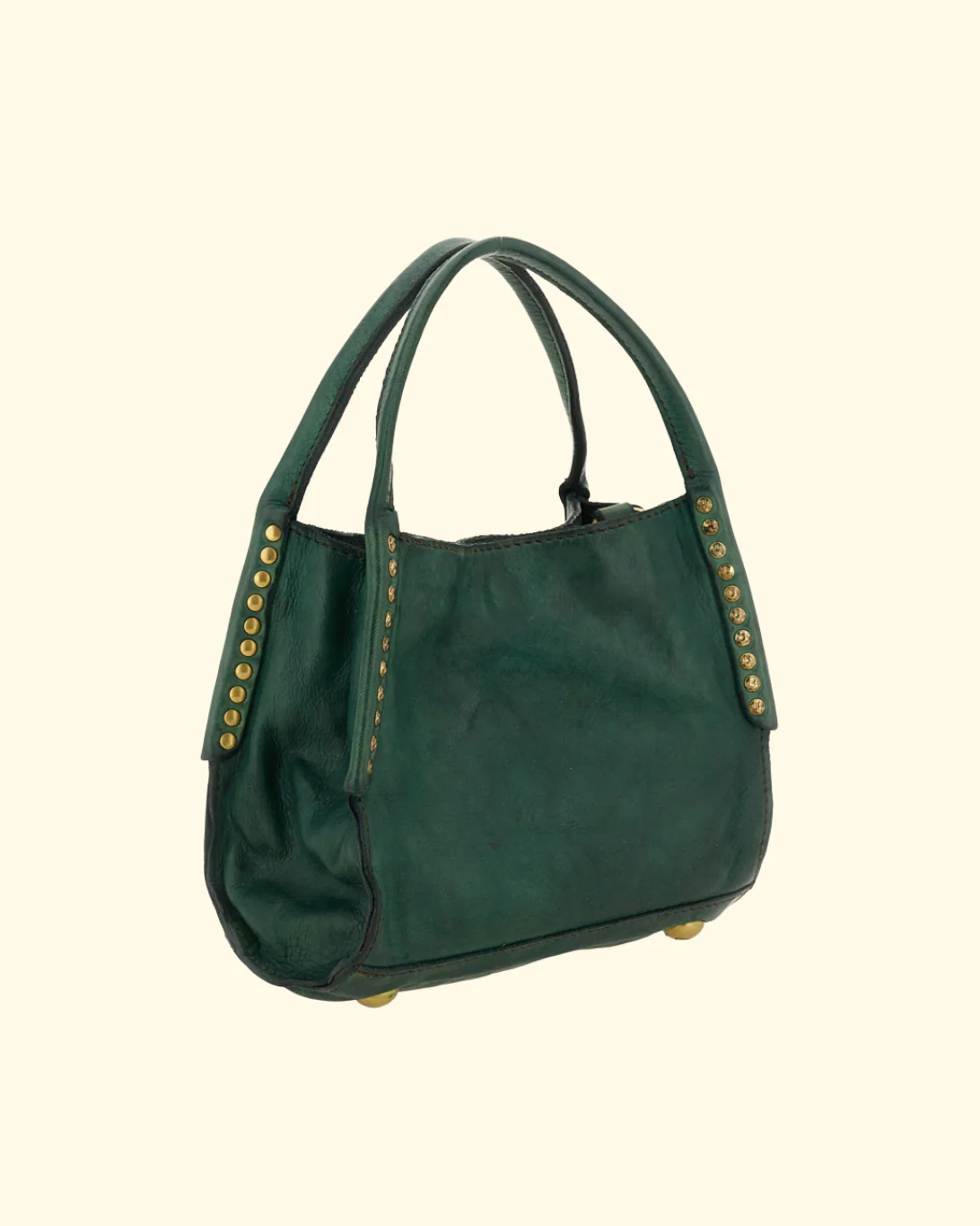 Lara Studded Shopping Bag | Green Bottle - Image 3