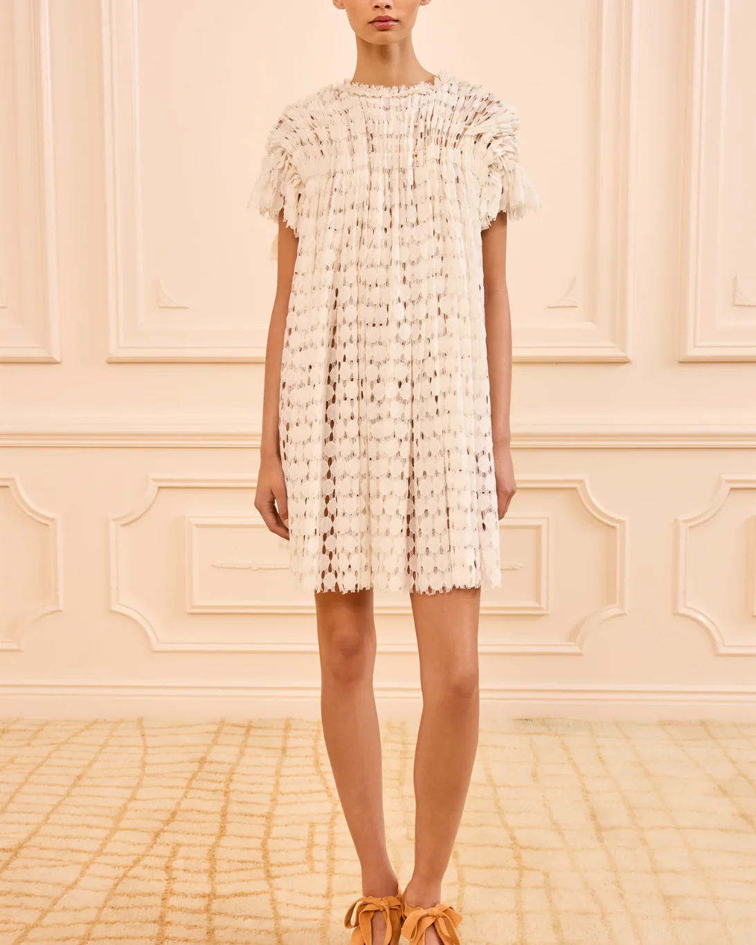 Layla Lace Mini Dress | Chalk - Image 3