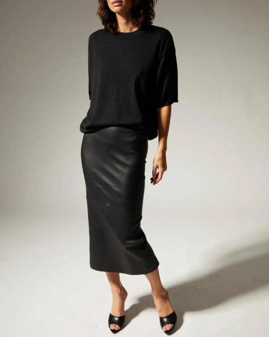 Leather Tube Skirt | Black - Image 3