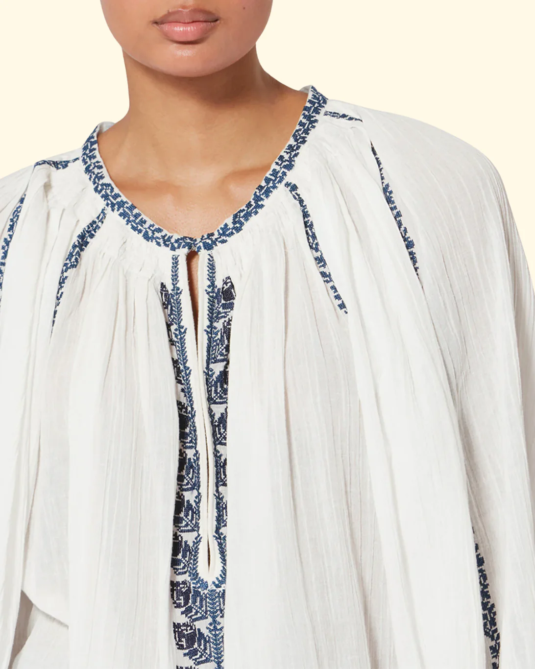 Lena Blouse | Ecru/Blue - Image 3