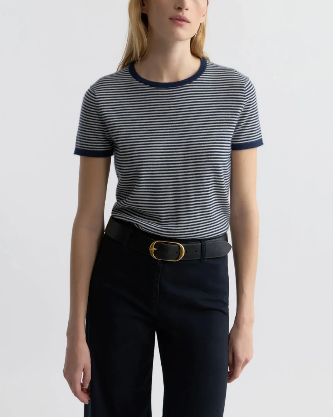 Linka Stripe Sweater | Navy/Ivory Stripe - Image 2