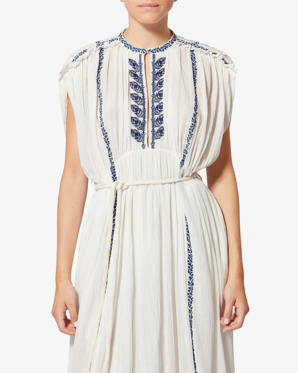 Liviane Dress | Ecru/Blue - Image 3