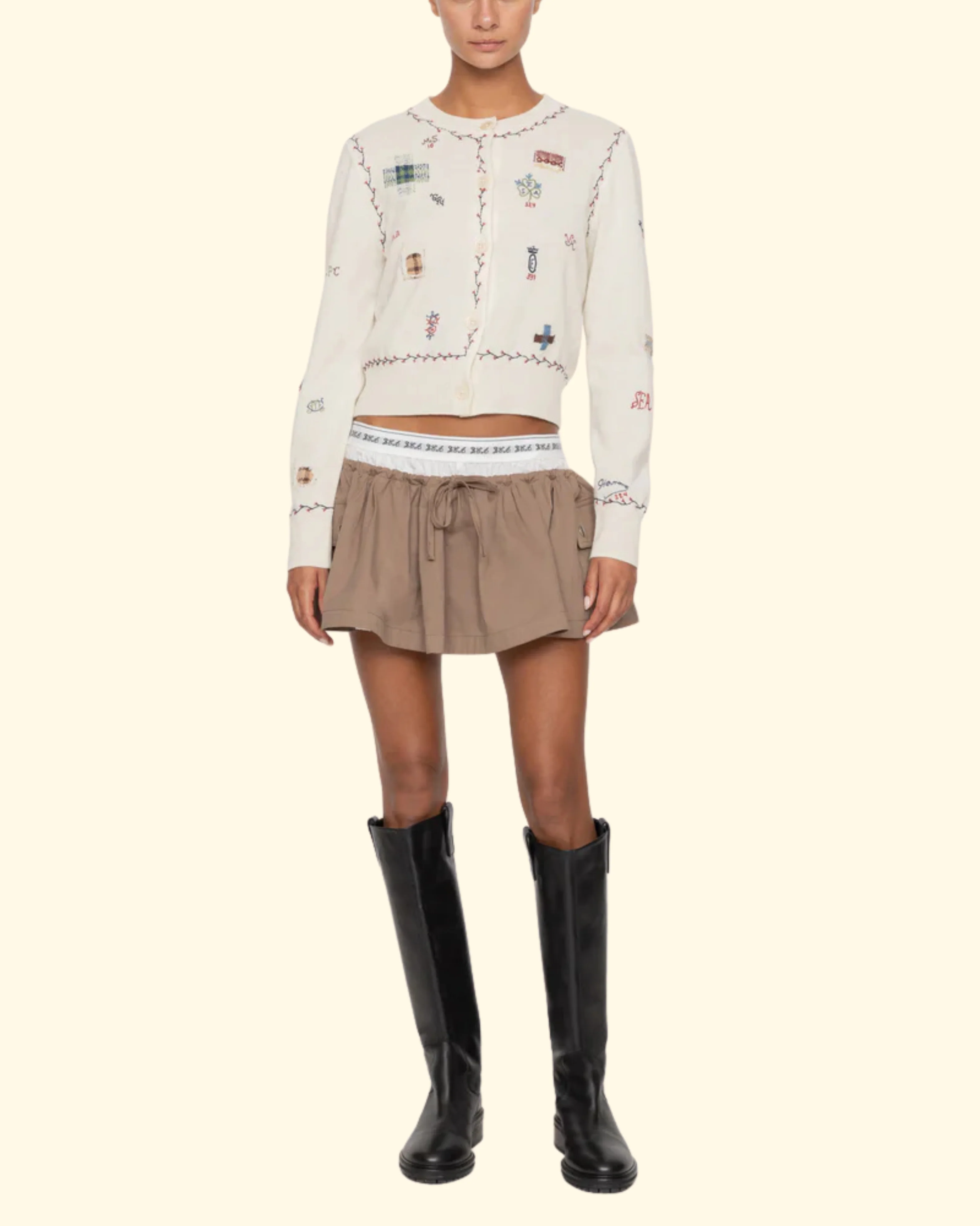Lois Twill Mini Skirt | Taupe - Image 4
