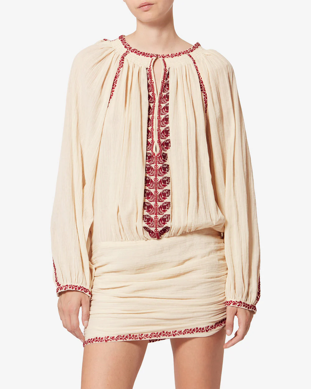 Ludy Dress | Beige/Red - Image 4