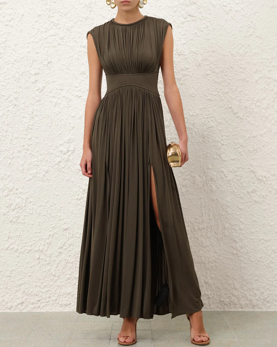 Luna Column Dress | Olive - Image 2