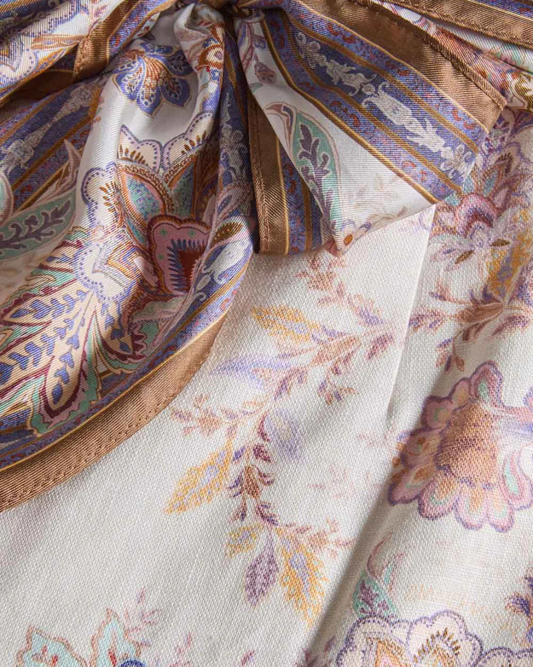 Luna Scarf Tie Short | Cream Blue Paisley - Image 5