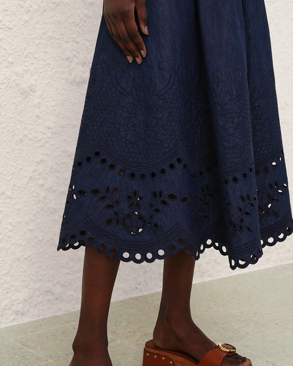 Mahon Broderie Denim Midi | Ink - Image 4