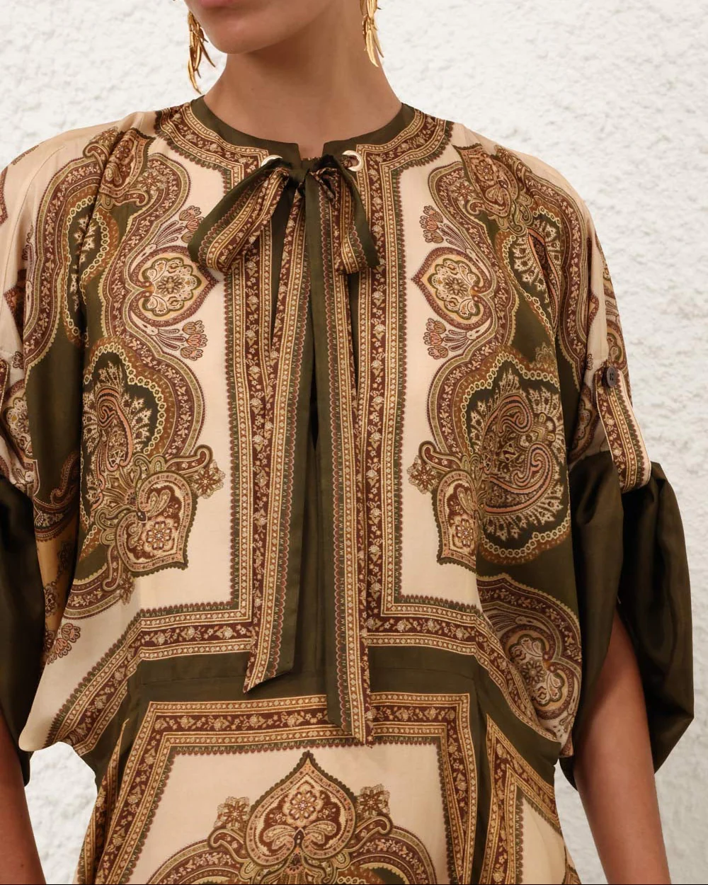 Mahon Tunic Midi Dress | Olive Paisley - Image 5