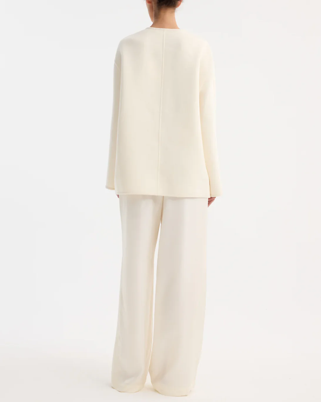 Mandarin Double Faced Wool Jacket | Off White - Image 5