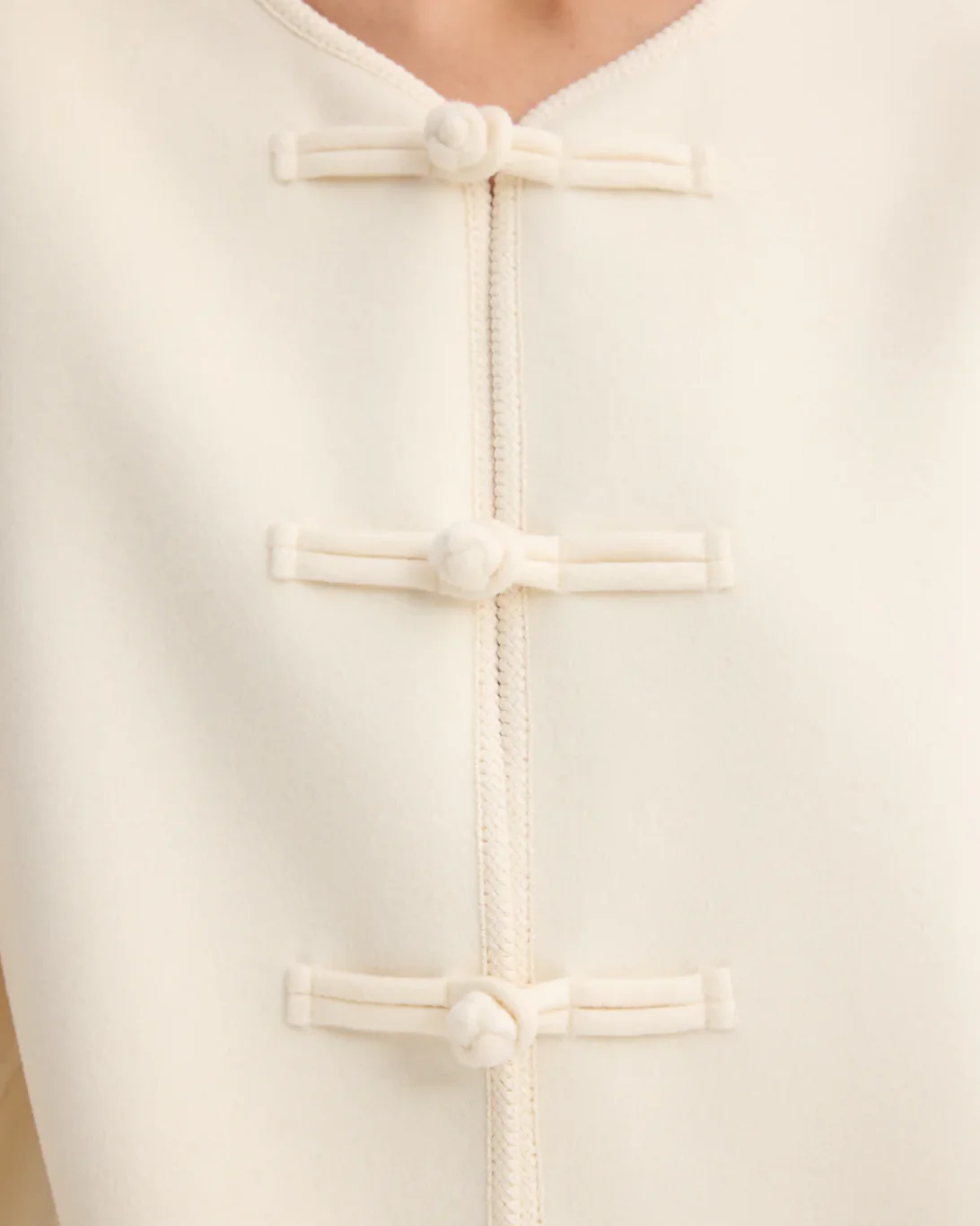 Mandarin Double Faced Wool Jacket | Off White - Image 6
