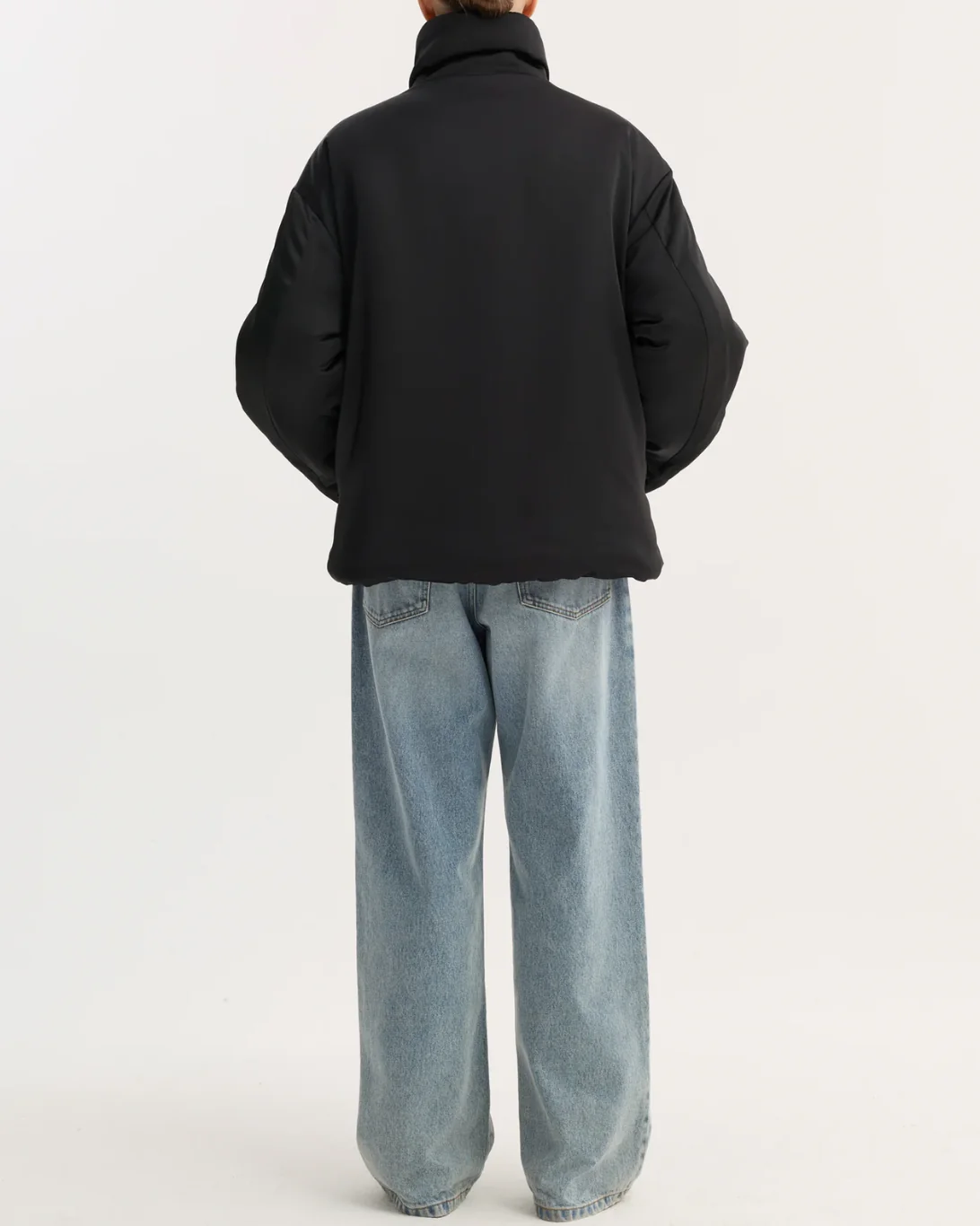 Mandarin Satin Padded Jacket | Black - Image 6