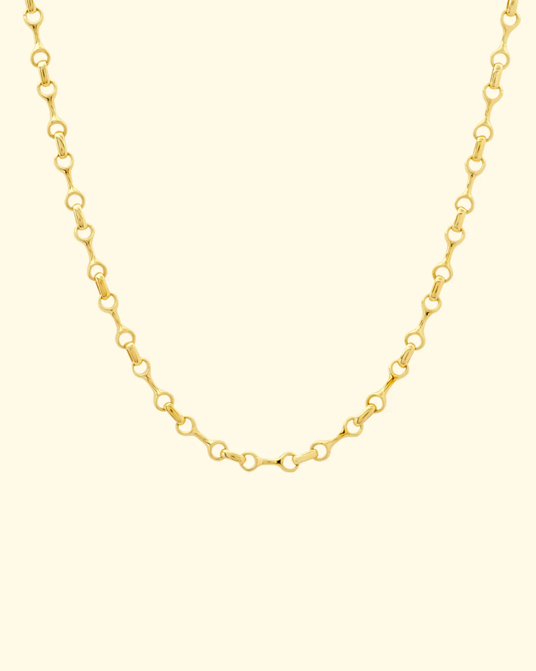 15mm Mini Double Beam Chain Necklace | Yellow Gold Plated