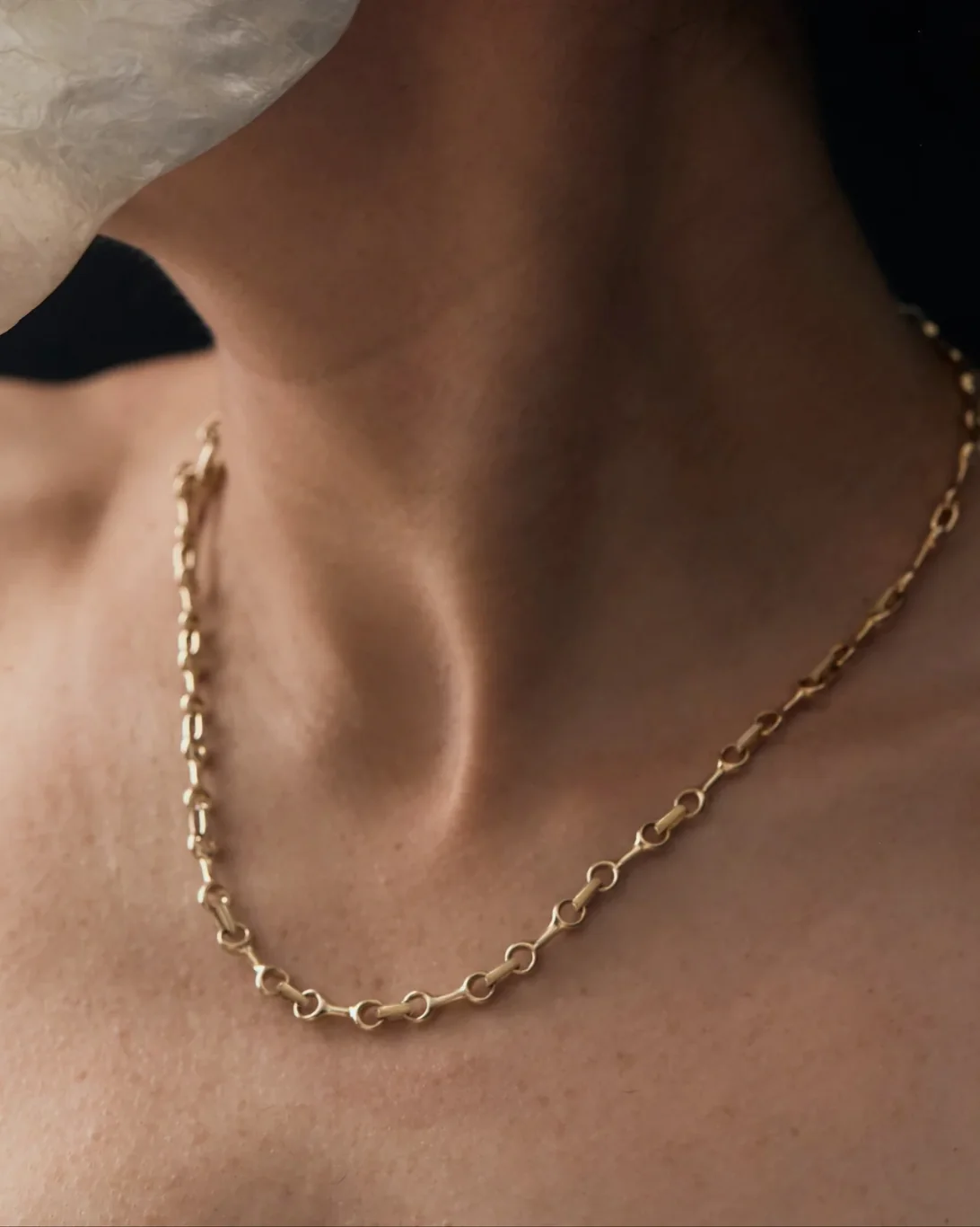 15mm Mini Double Beam Chain Necklace | Yellow Gold Plated - Image 2