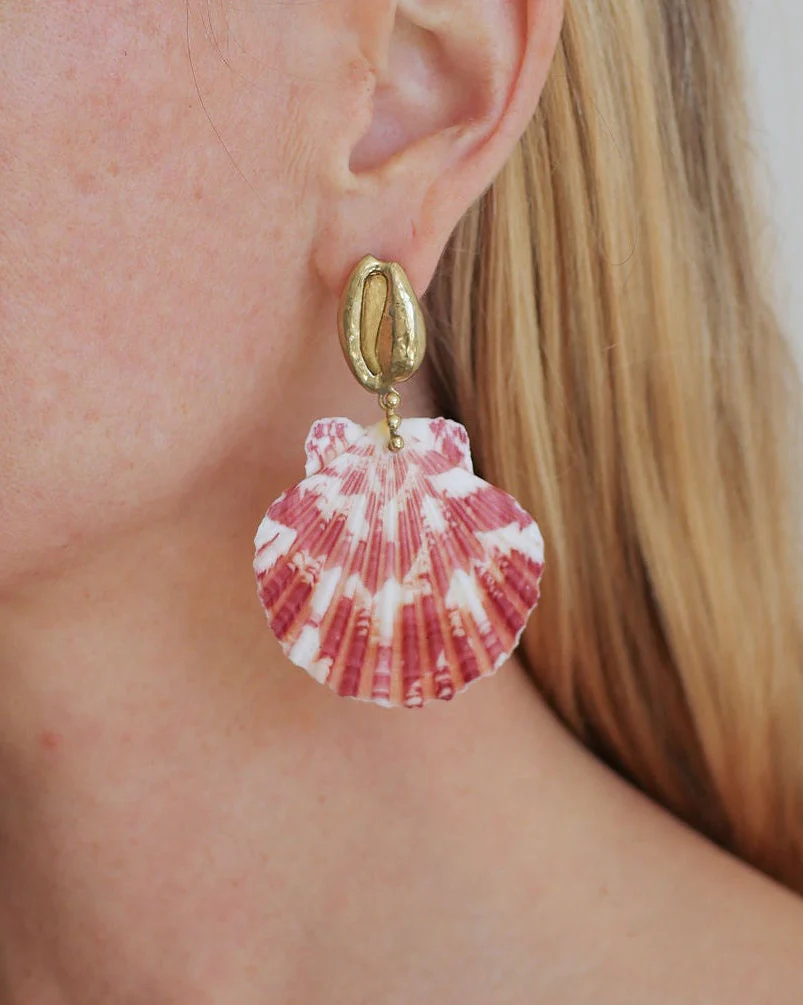 Mixed Shell Drop Earring | Pink Shell