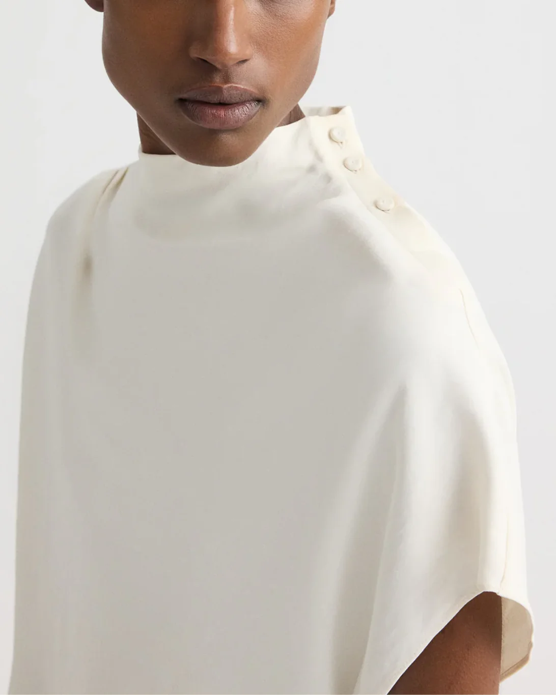 Mock Neck Tee | Bone - Image 2