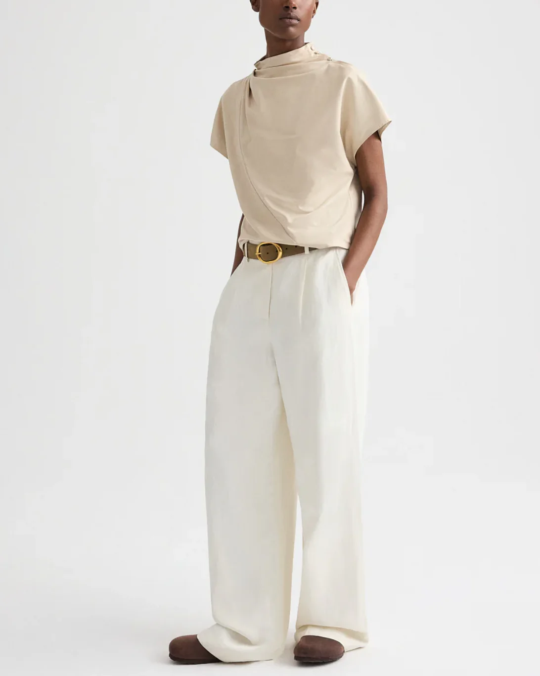 Mock Neck Tee | Creme Brûlée - Image 2