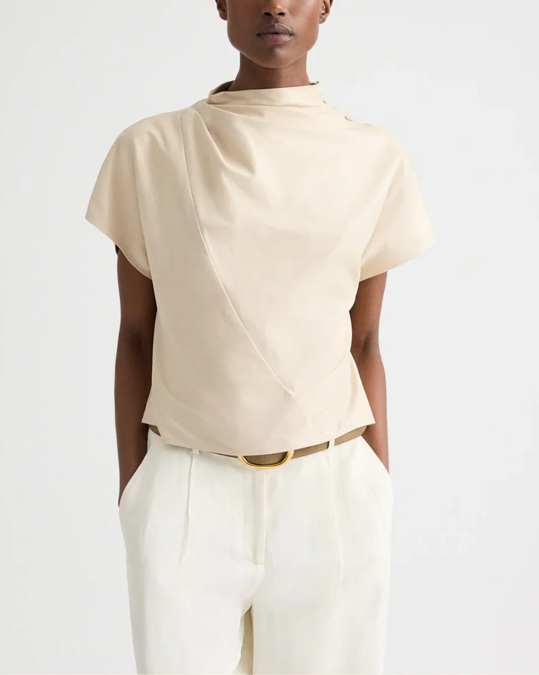Mock Neck Tee | Creme Brûlée - Image 3