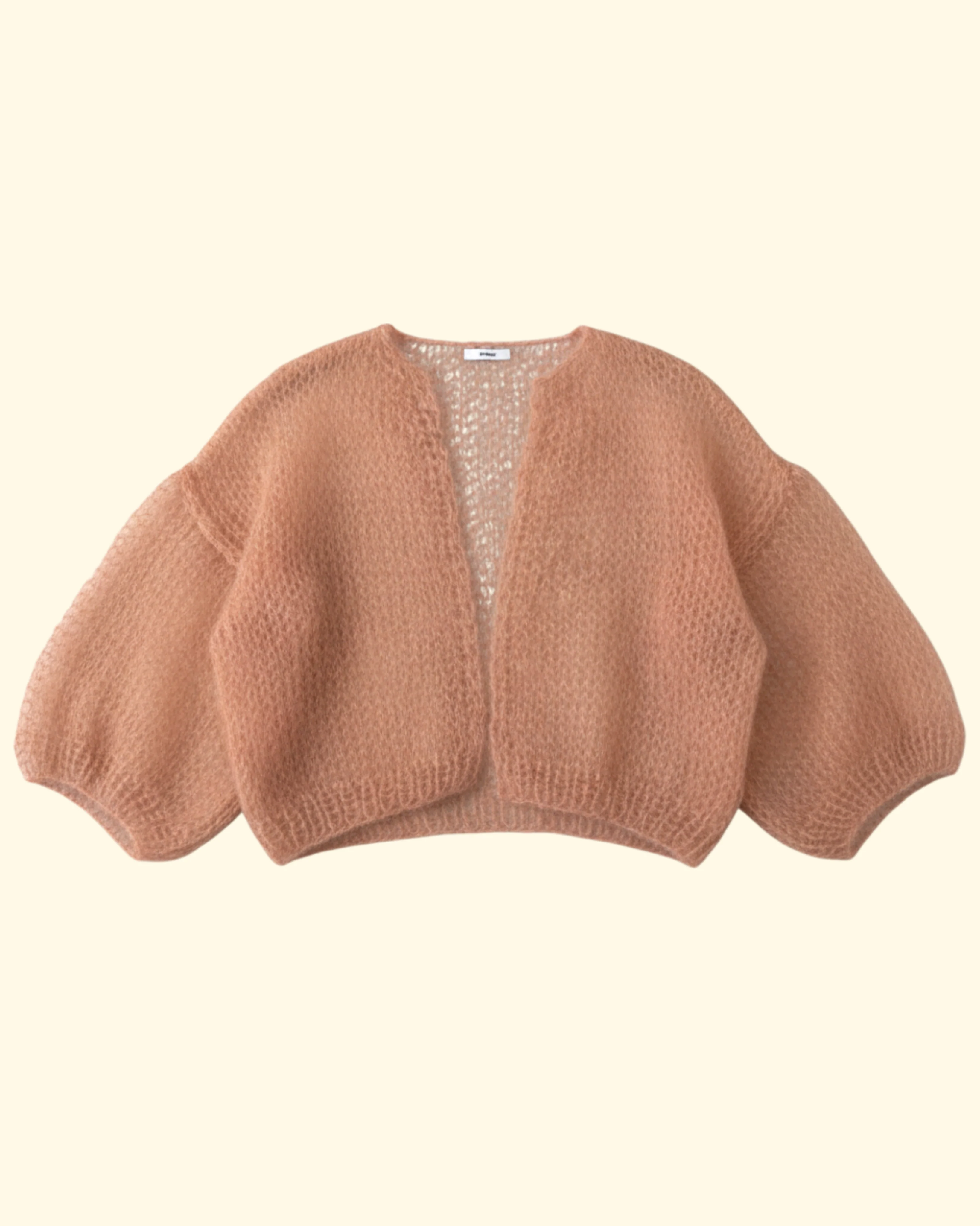 Mohair Light Short Sleeve Cardigan | Caramel