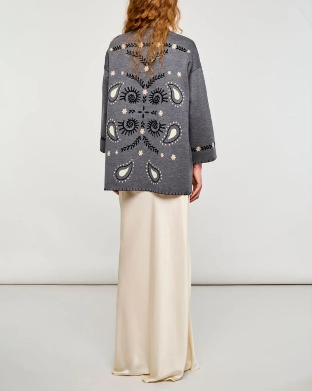 Multi Spiral Kimono Cardigan | Grey - Image 3