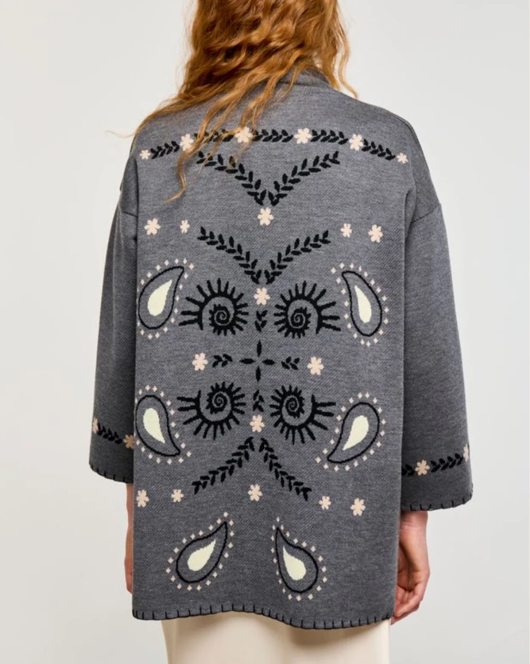 Multi Spiral Kimono Cardigan | Grey - Image 4