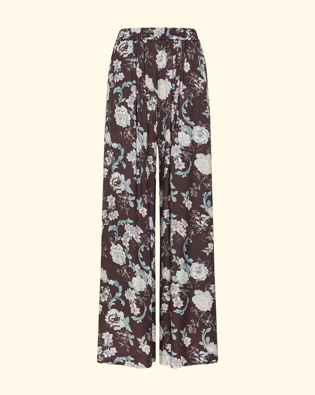 "Peonia My Love" Fluid Jacquard Pants | Chocolat