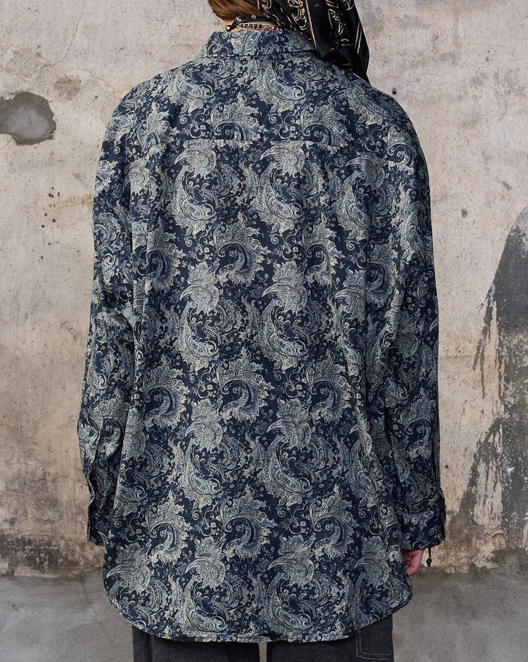 Pin Tuck Drop Neck Shirt | Indigo - Image 3