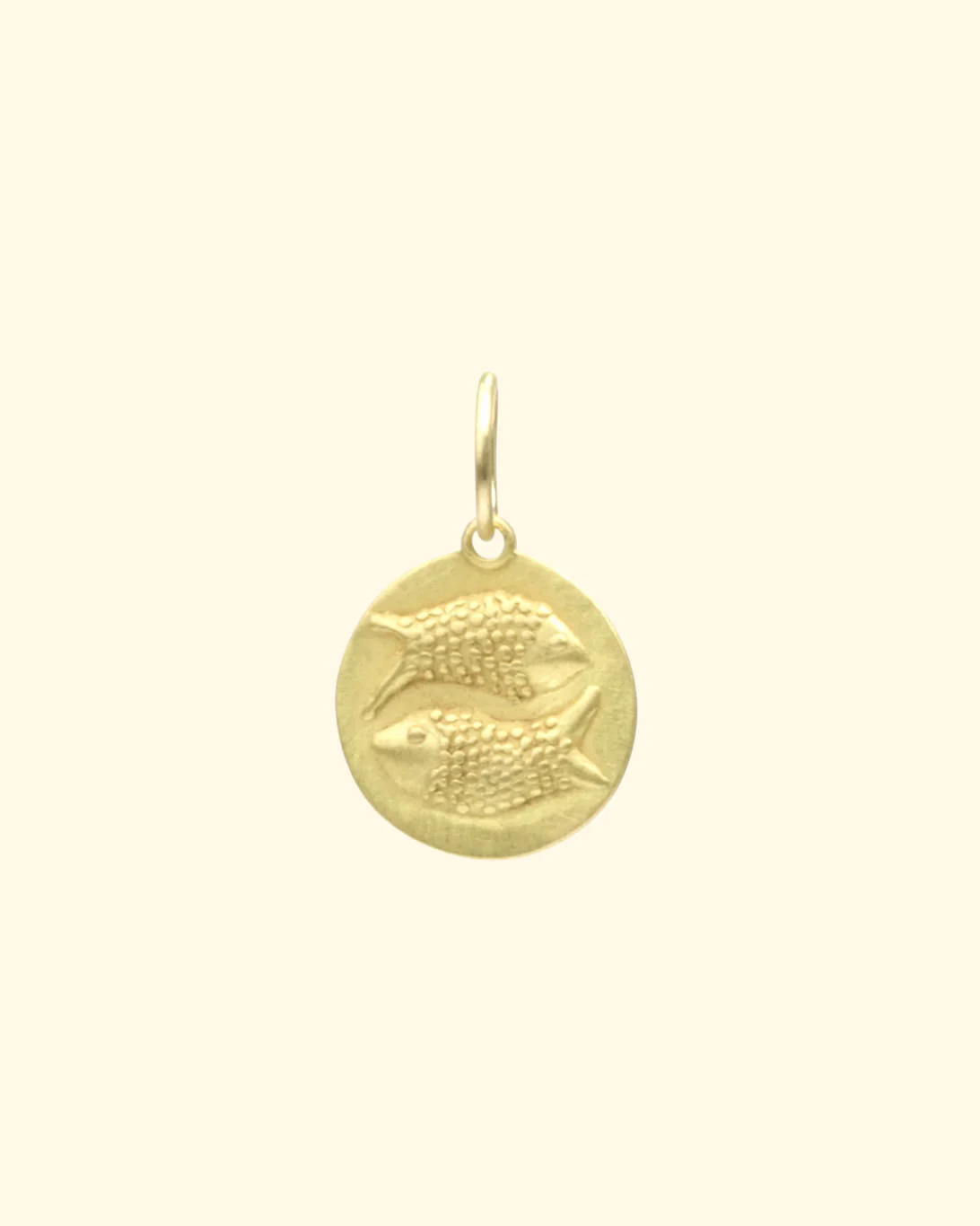 Pisces Medal Charm | 18k Yellow Gold
