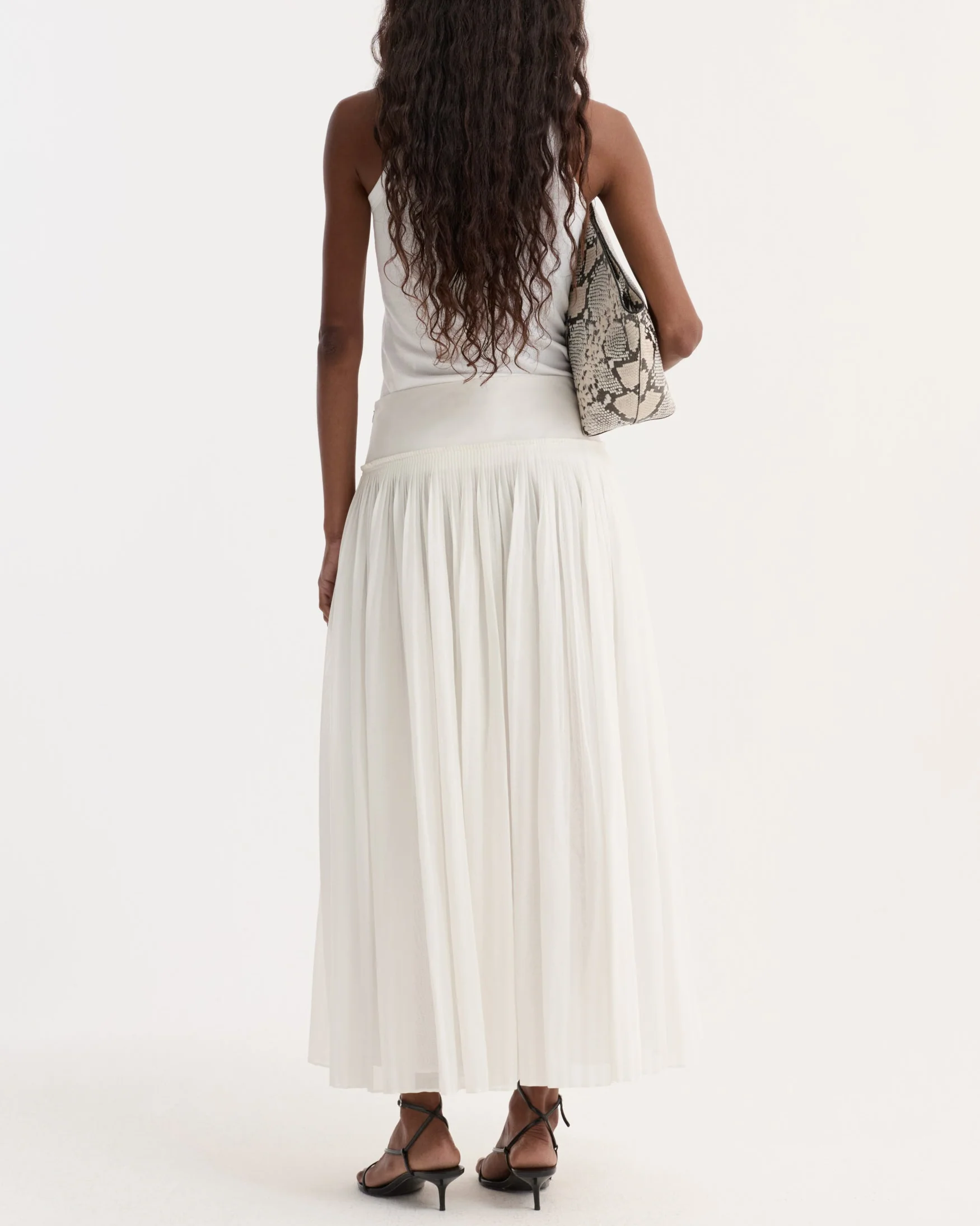 Pleated Cotton Muslin Skirt | Optic White - Image 4
