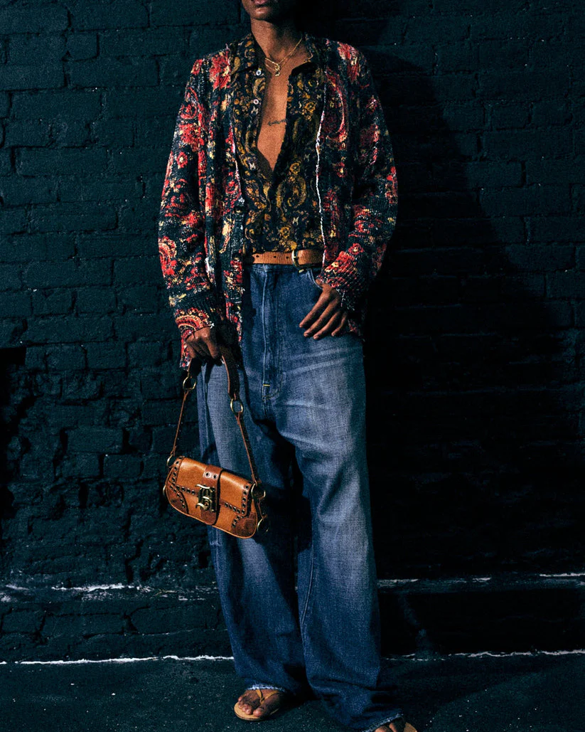 Printed Boyfriend Cardigan | Black/Red - Image 5