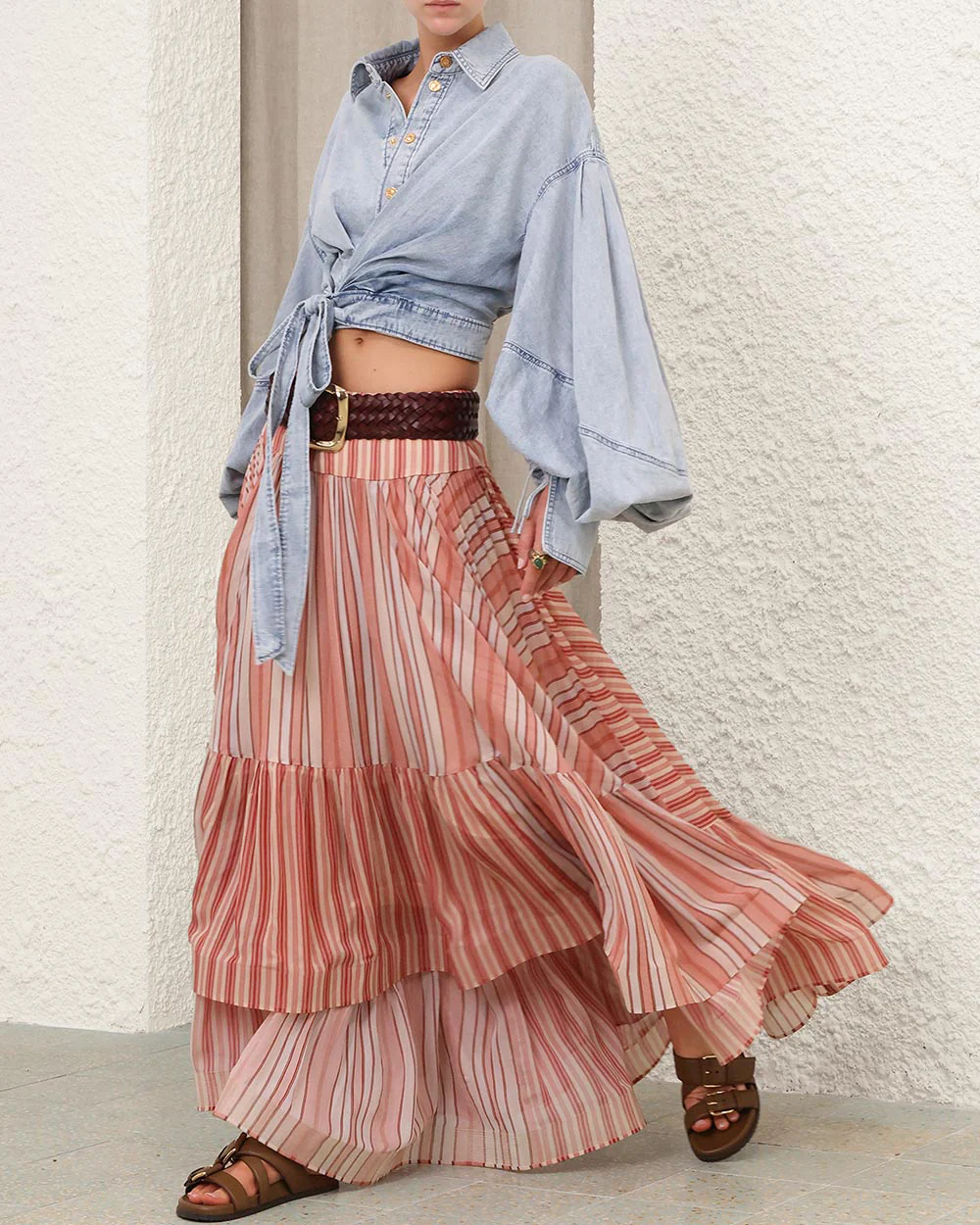 Rebellion Bohemian Midi Skirt | Red Stripe - Image 2