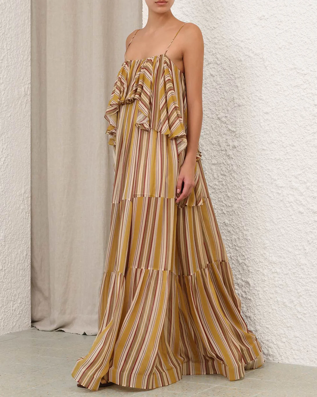 Rebellion Bohemian Slip Dress | Mustard Stripe - Image 4