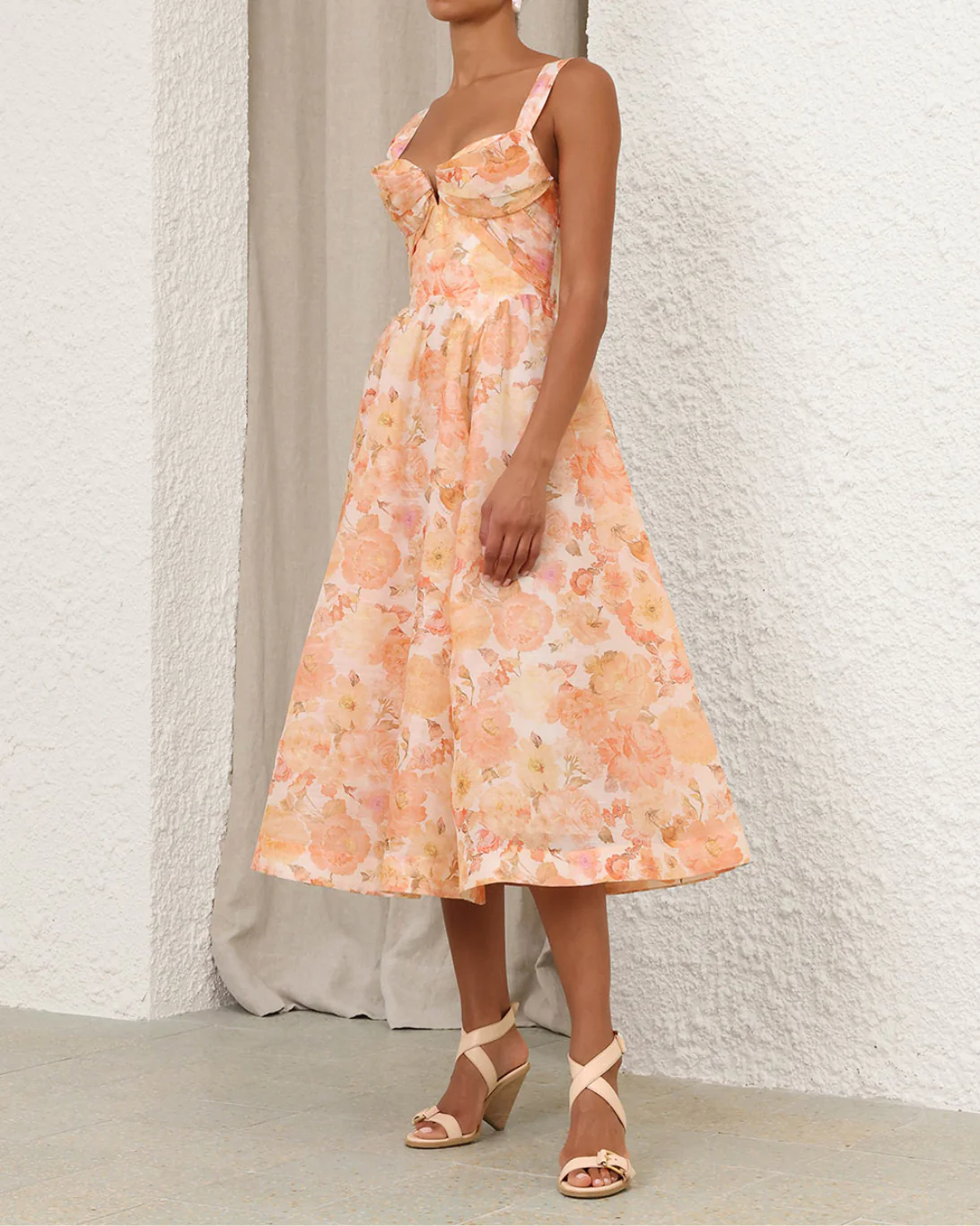 Rebellion Drape Midi Dress | Golden Bloom - Image 3