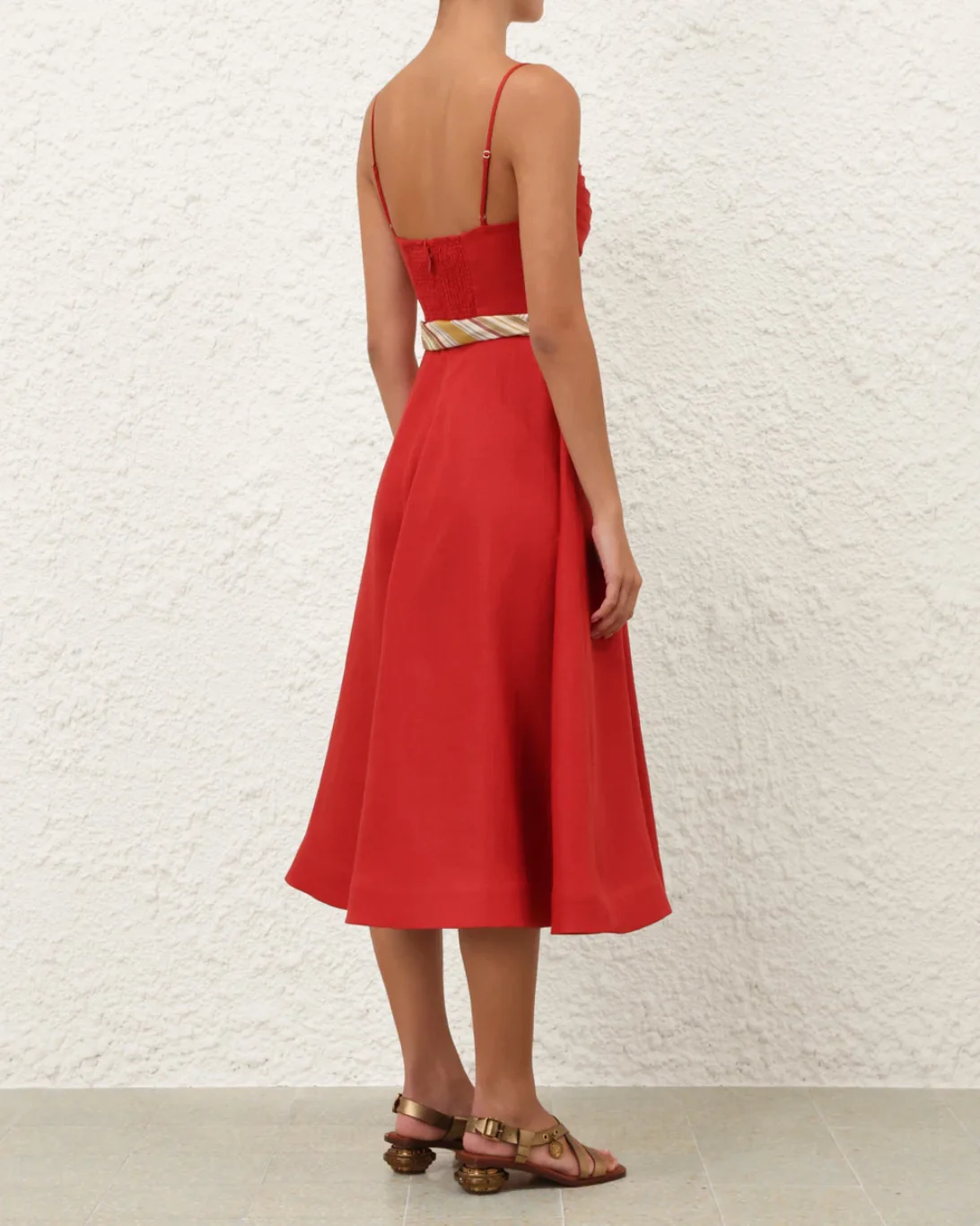 Rebellion Tuck Midi Dress | Red - Image 4