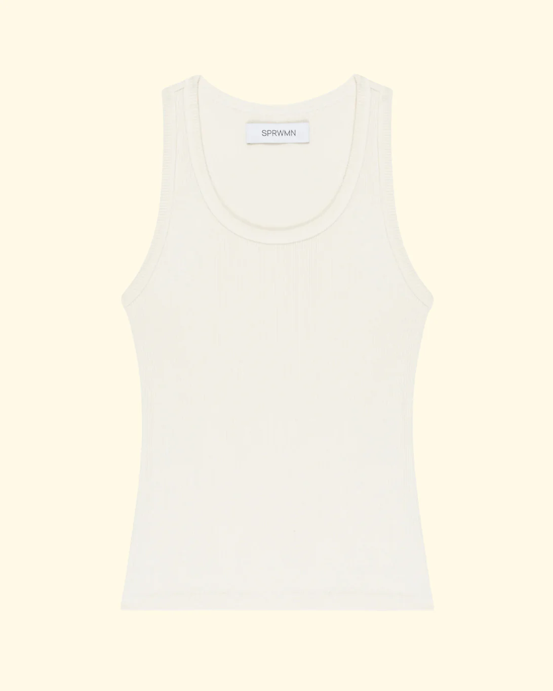 Ribbed Fitted Scooped Tank | Creme