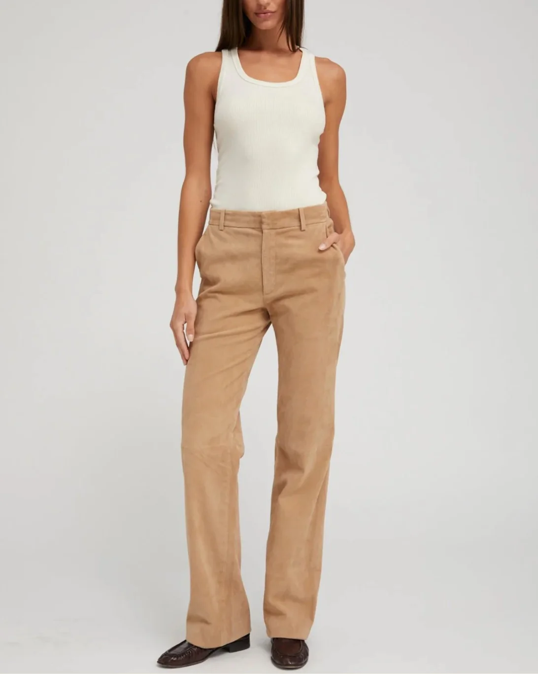 Ribbed Fitted Scooped Tank | Creme - Image 2