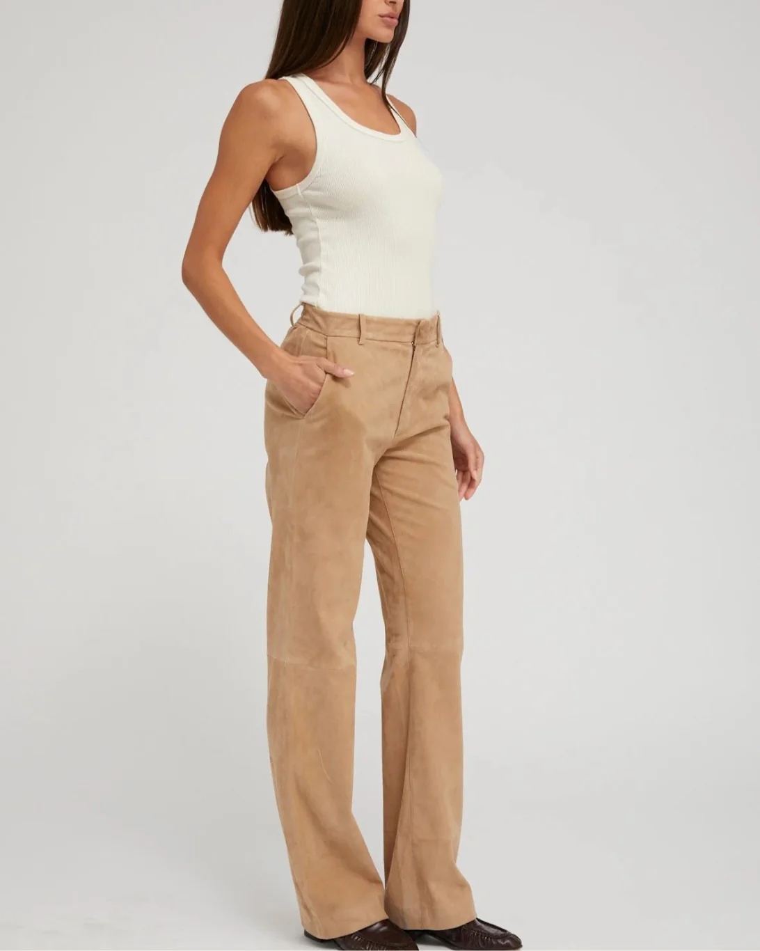 Ribbed Fitted Scooped Tank | Creme - Image 4