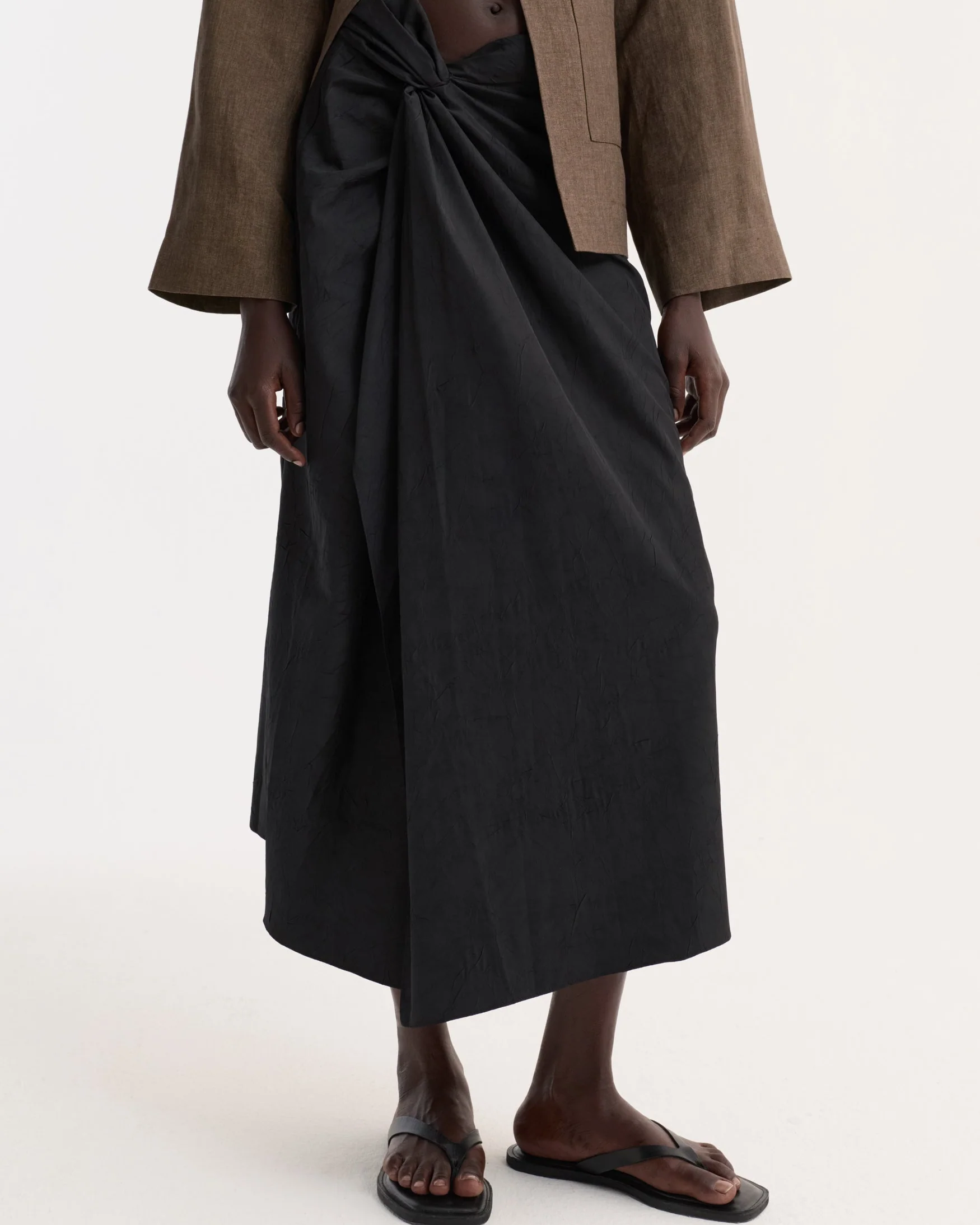 Sarong Textured Skirt | Black - Image 2
