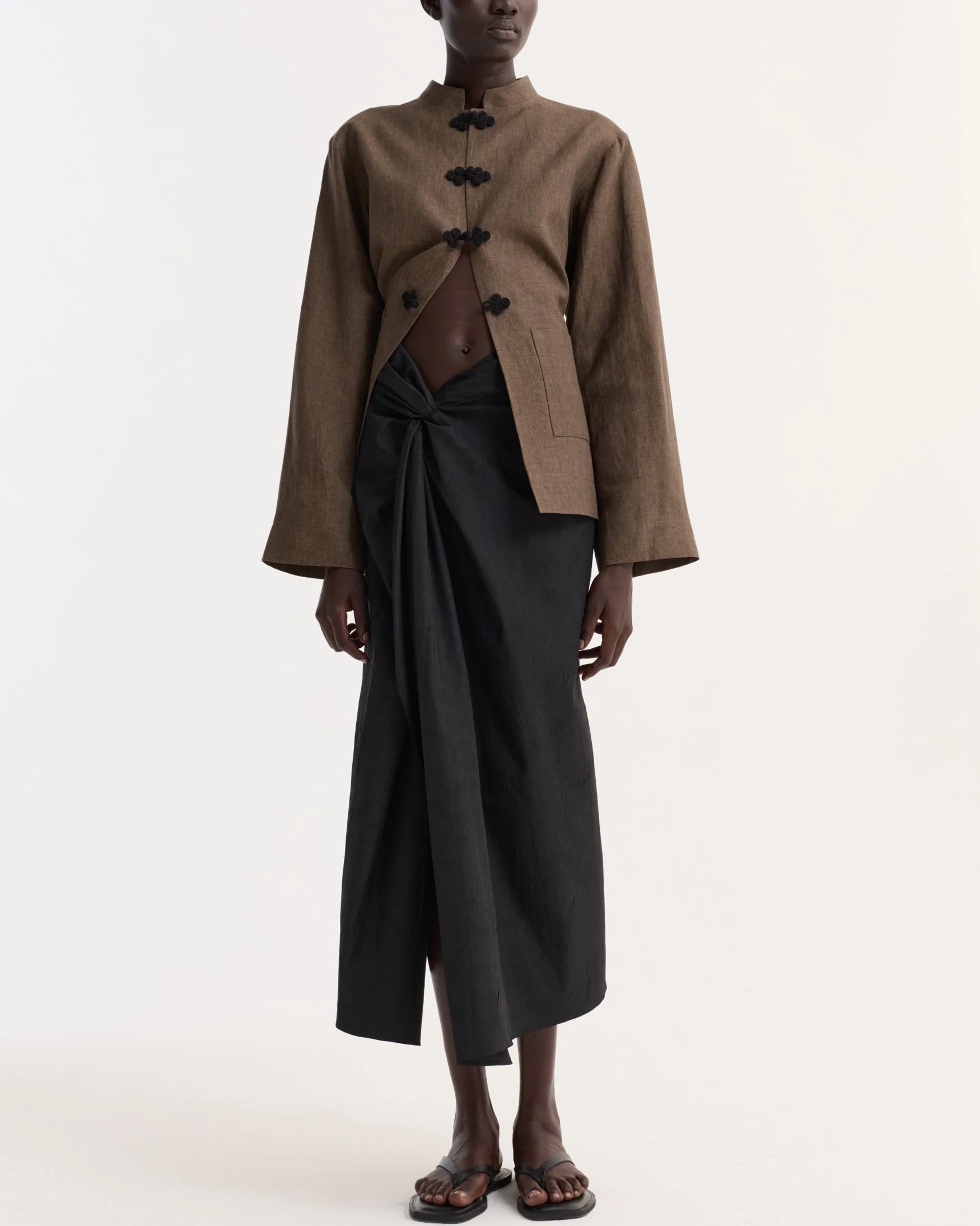Sarong Textured Skirt | Black - Image 3