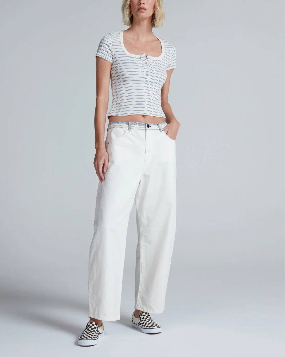 Scoop Henley | Double Stripe Blue - Image 3