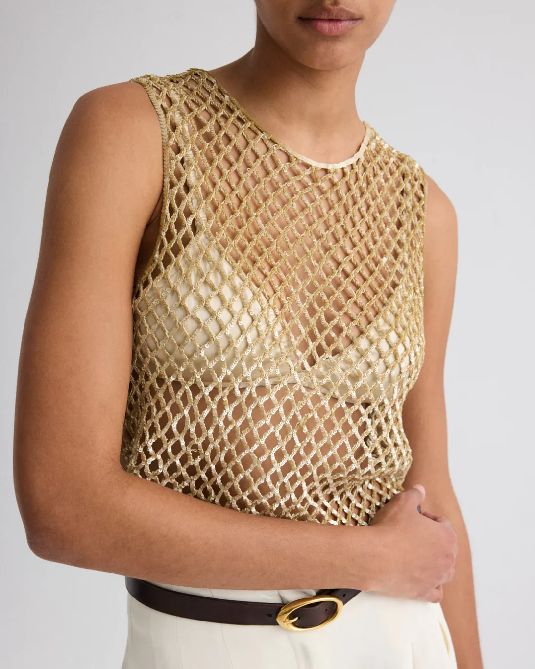 Sequined Muscle Tee | Olive Grey - Image 3
