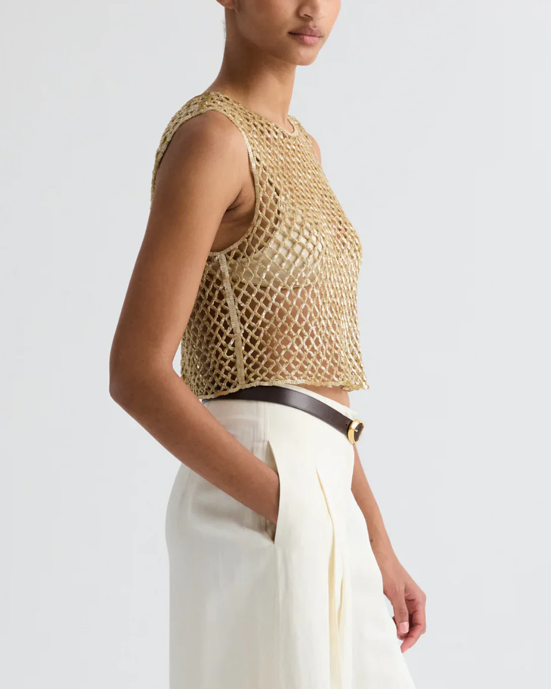 Sequined Muscle Tee | Olive Grey - Image 5