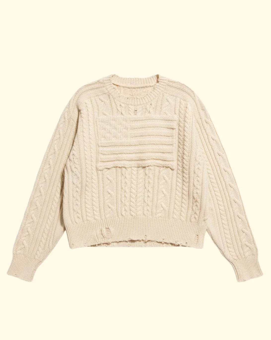Shadow American Flag Sweater | Ecru Slub