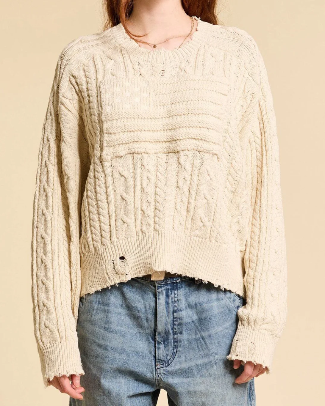 Shadow American Flag Sweater | Ecru Slub - Image 2