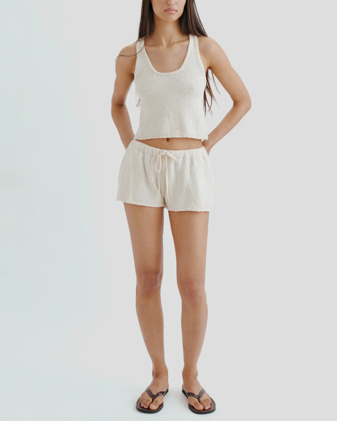 Shallis Boucle Cotton Shorts | Ecru - Image 2