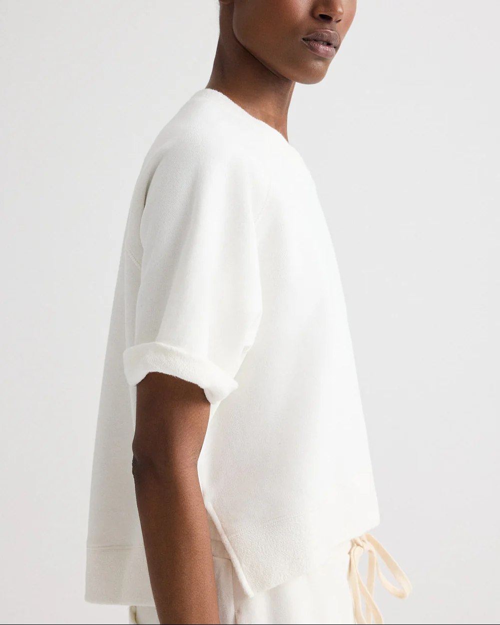Slouchy Rolled Tee | White - Image 3